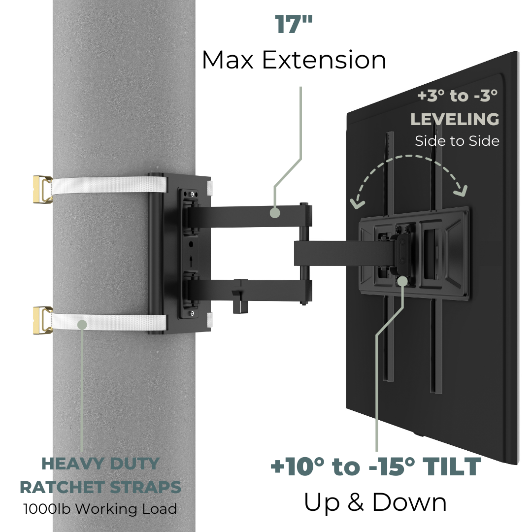 Pillar Mount | Column TV Mount | Gazebo TV Mount- Full-Motion Features